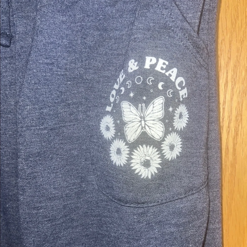Crown‎ of Heart Heathered Blue/Gray Joggers Girls Size small NWT butterfly daisy